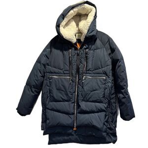 Orolay Duck Down Insulated Sherpa Hooded Full Zip Jacket Navy Blue Women's Small